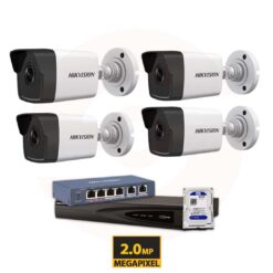 Hikvision IP 2MP 4 Cameras Complete Kit – 1080P